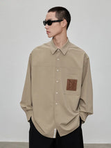 Relaxed Fit Leather Patch Pocket Shirt