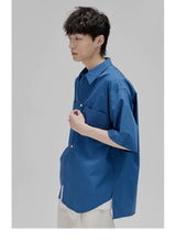 Short Sleeve Square Neck Cotton Shirt
