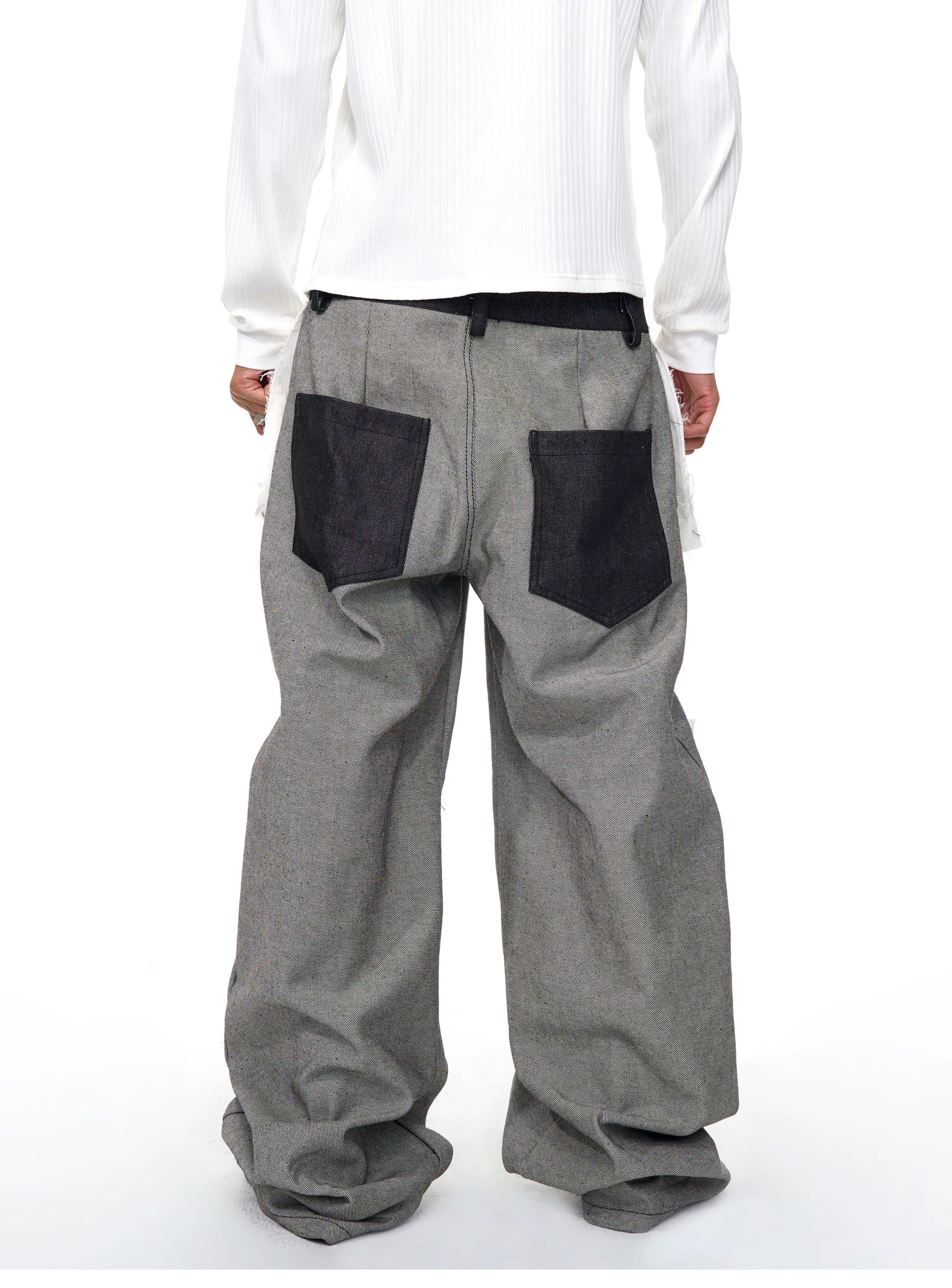 Men's Raw Printed Wide Leg Jeans