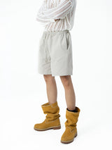 Men's Black Gray Elastic Waist Shorts