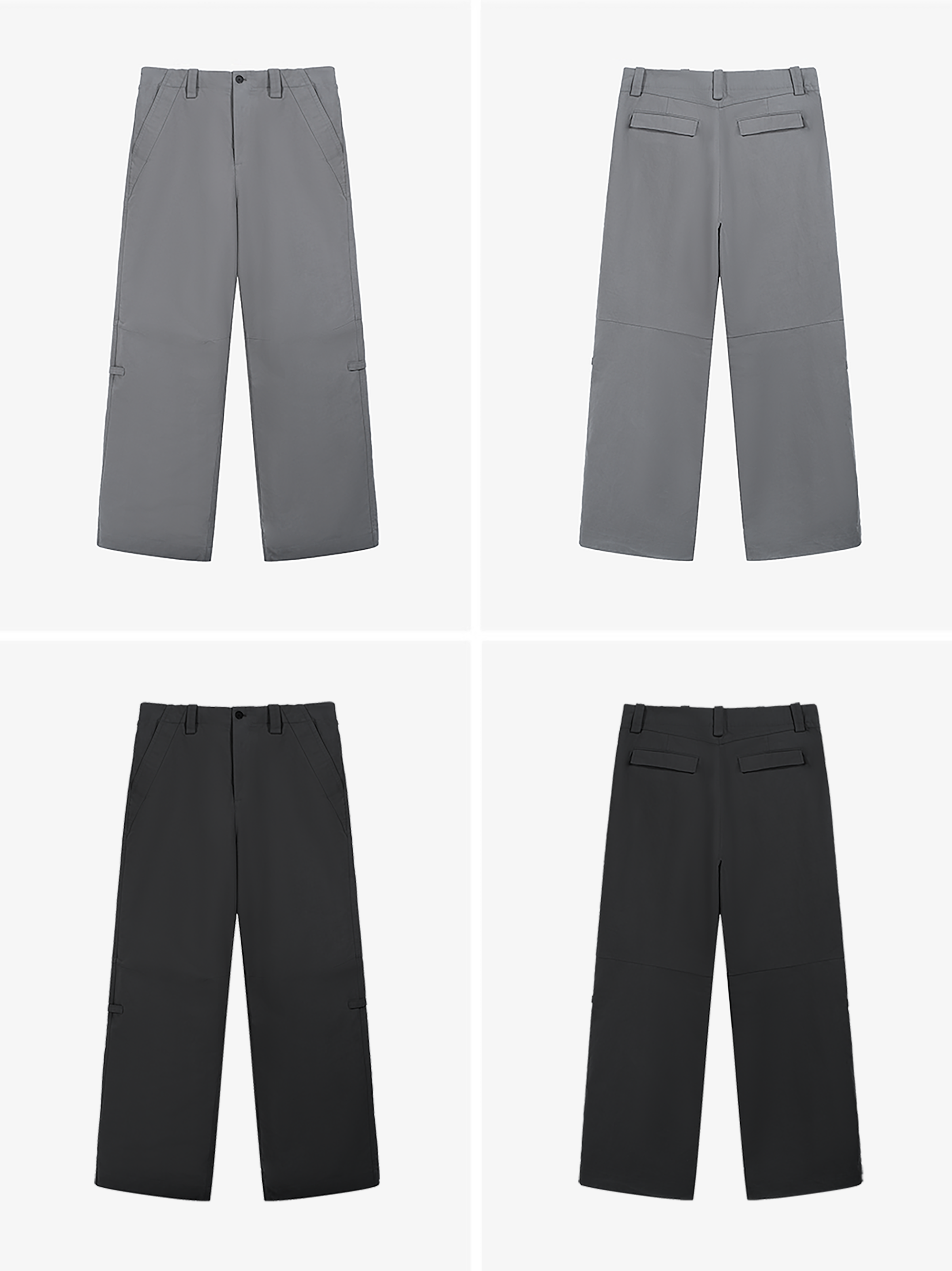 Black Gray Lightweight Washed Parachute Pants