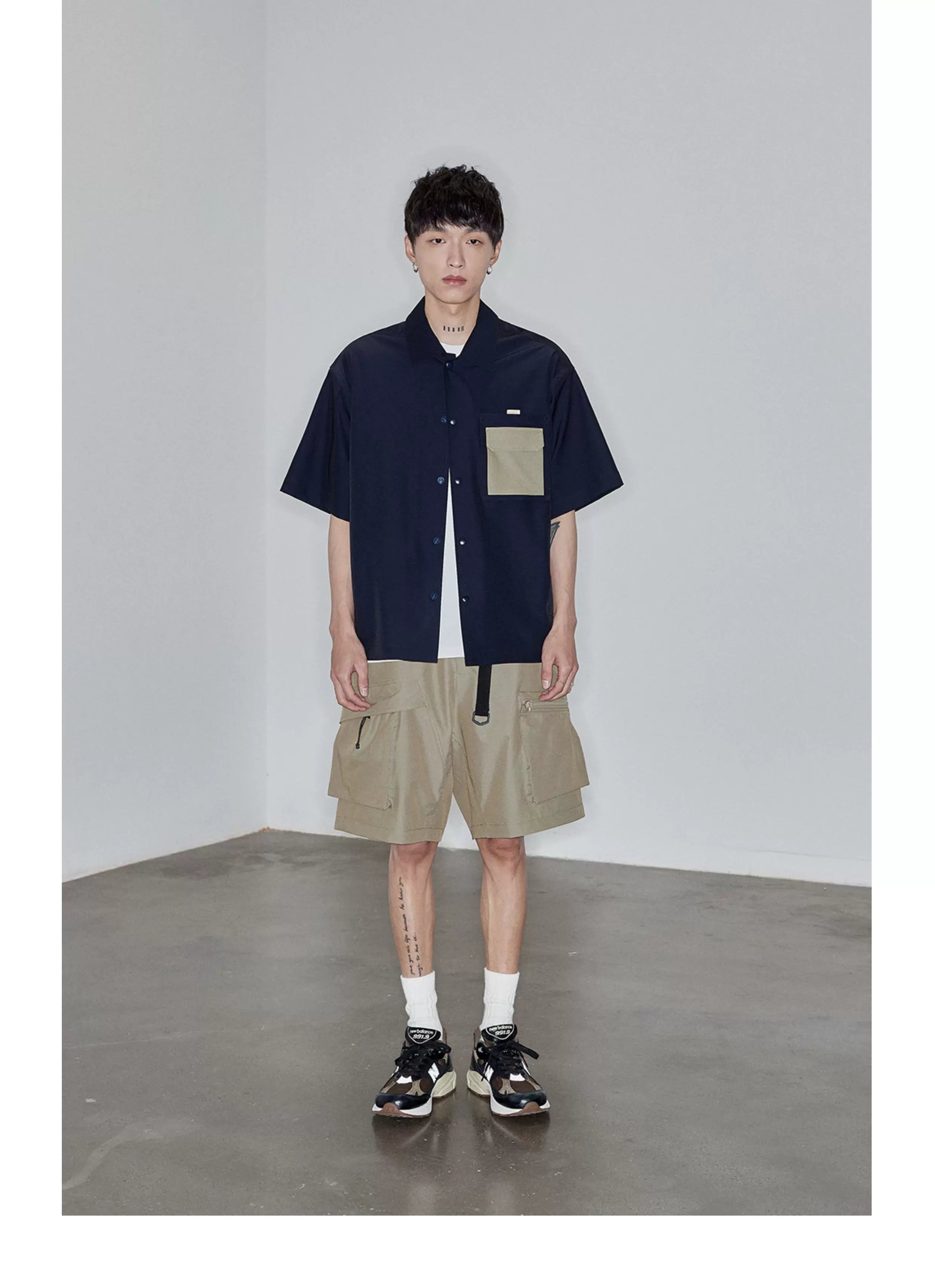 Magnetic Belted Elastic Multi-pocket Shorts