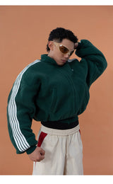 Men's Red Green Faux Shearling Jacket