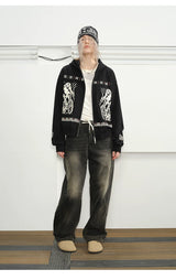 Fair Isle Print Zip Hoodie