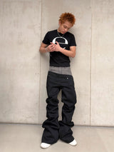 Double Waist Waxed Bootcut Pants