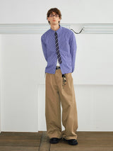 Plaid Tie Patchwork Long Sleeve Shirt