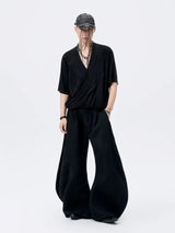 Black Y-Neck Magnetic Double Door Tee
