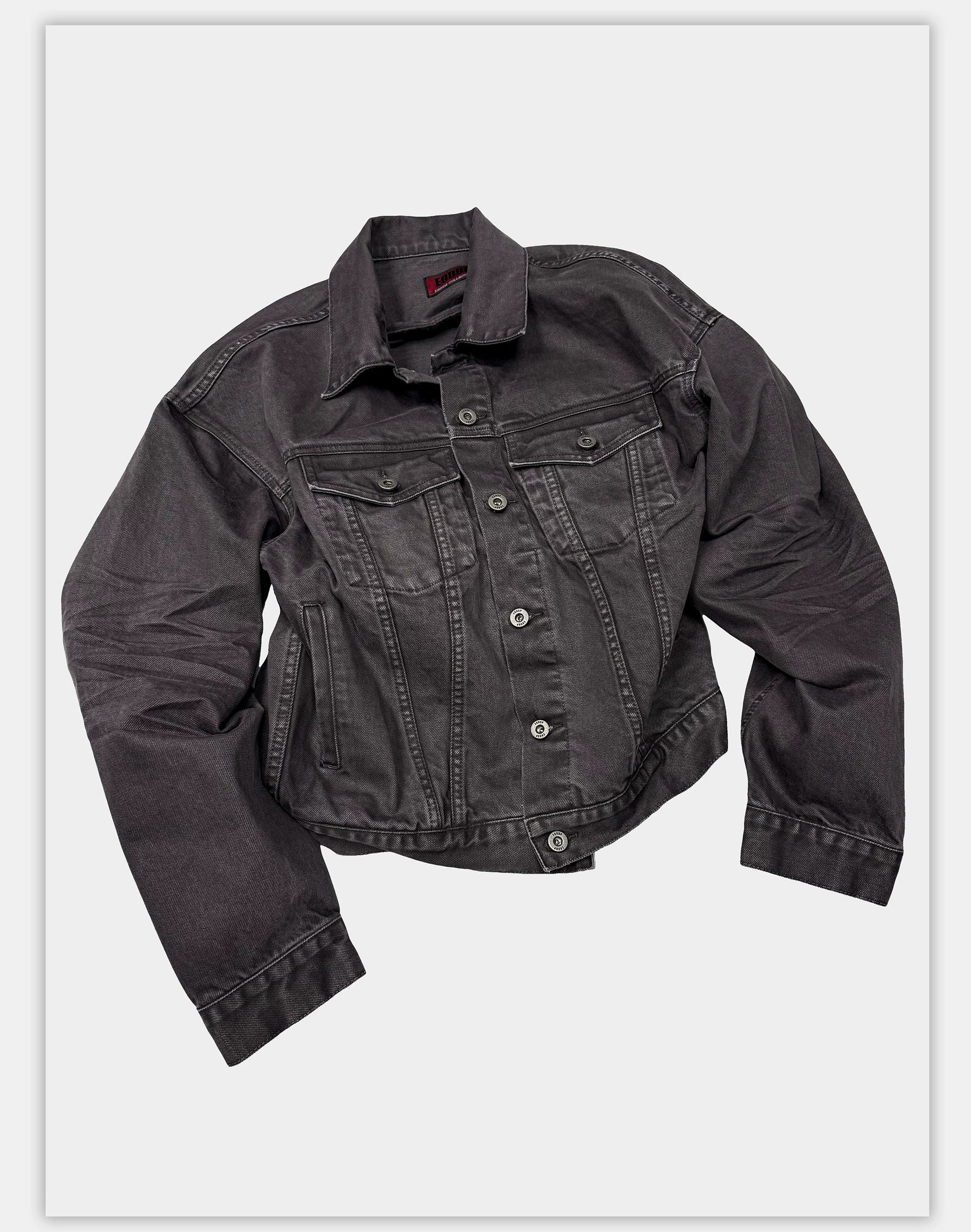 Washed Grey Boxy Denim Jacket