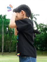 Black Graffiti Devil Wings Cotton Tees