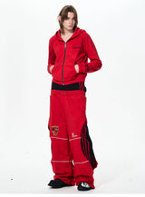 Men's Double-Waistband Striped Embroidered Sweatpants