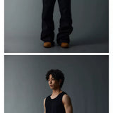 Black Double Layer Slim Tank Top