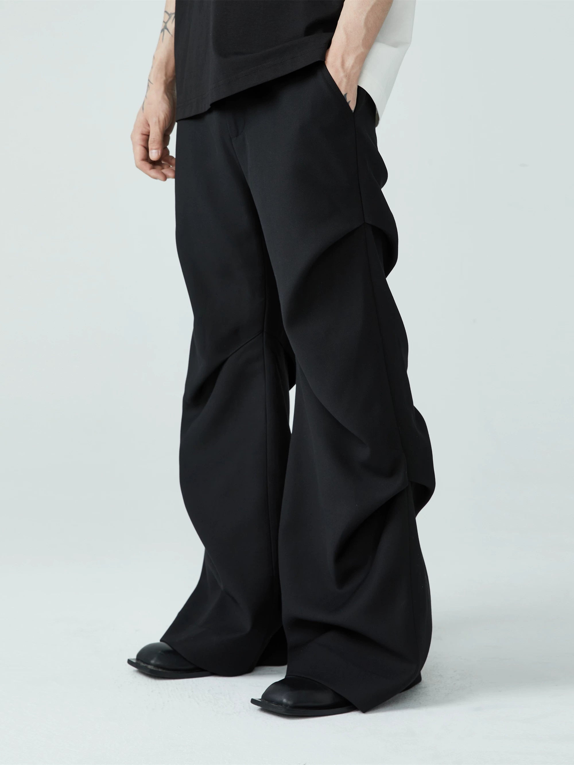 Men's Wrinkle Loose Flared Dress Pants