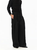 Black Vertical Striped Wool Dress Pants