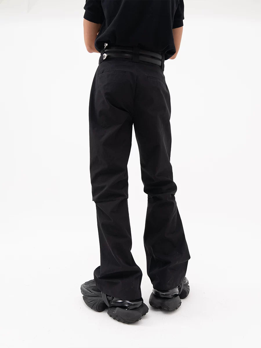 Men's Double Buckle Pleated Casual Pants