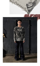 Distressed Knight Armor Print Sweater
