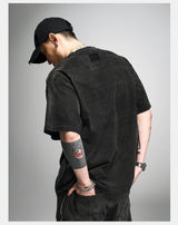 Loose Washed Distressed Black Graphic Tee