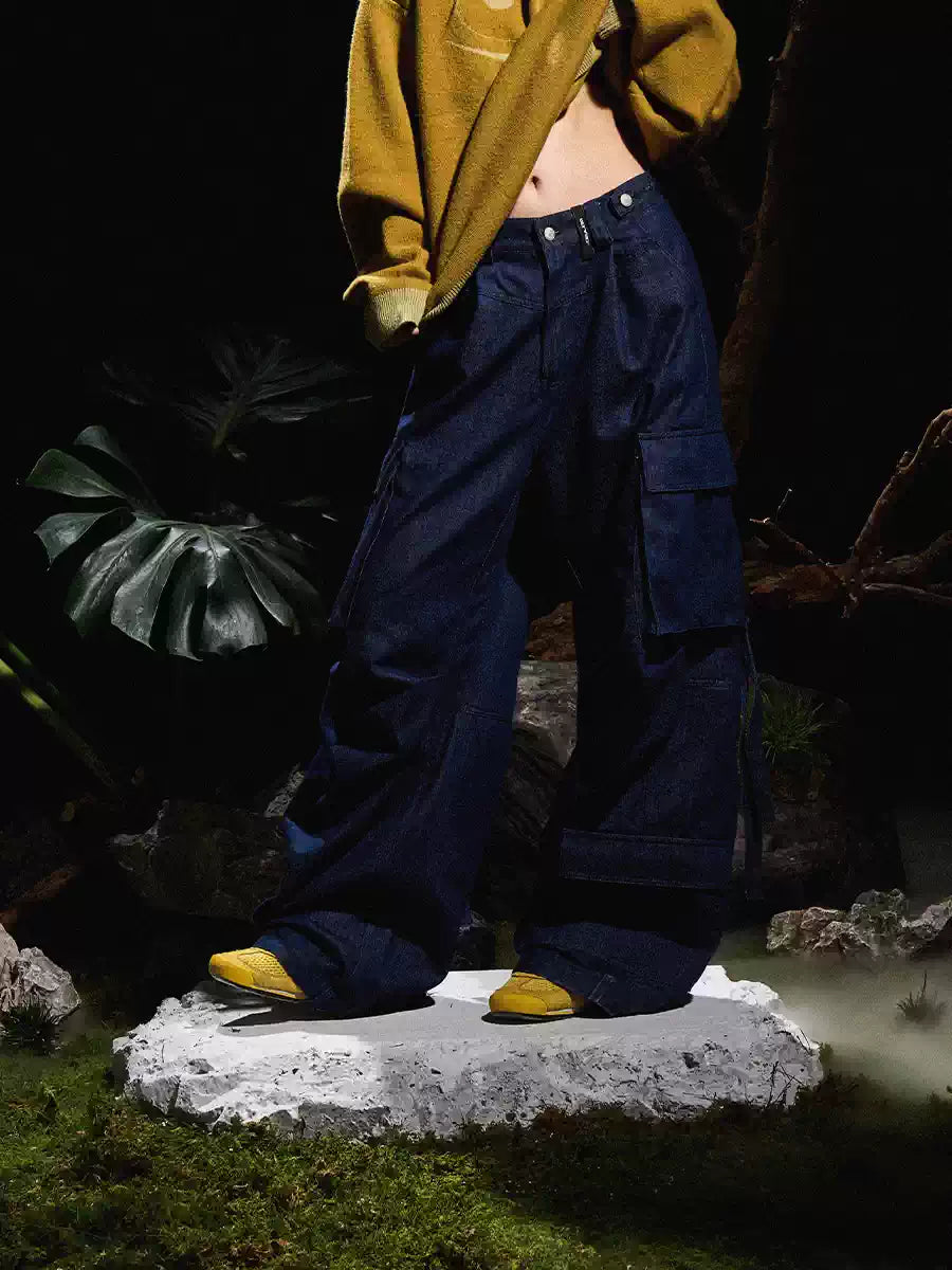 Washed Bamboo Pleated Sash Jeans