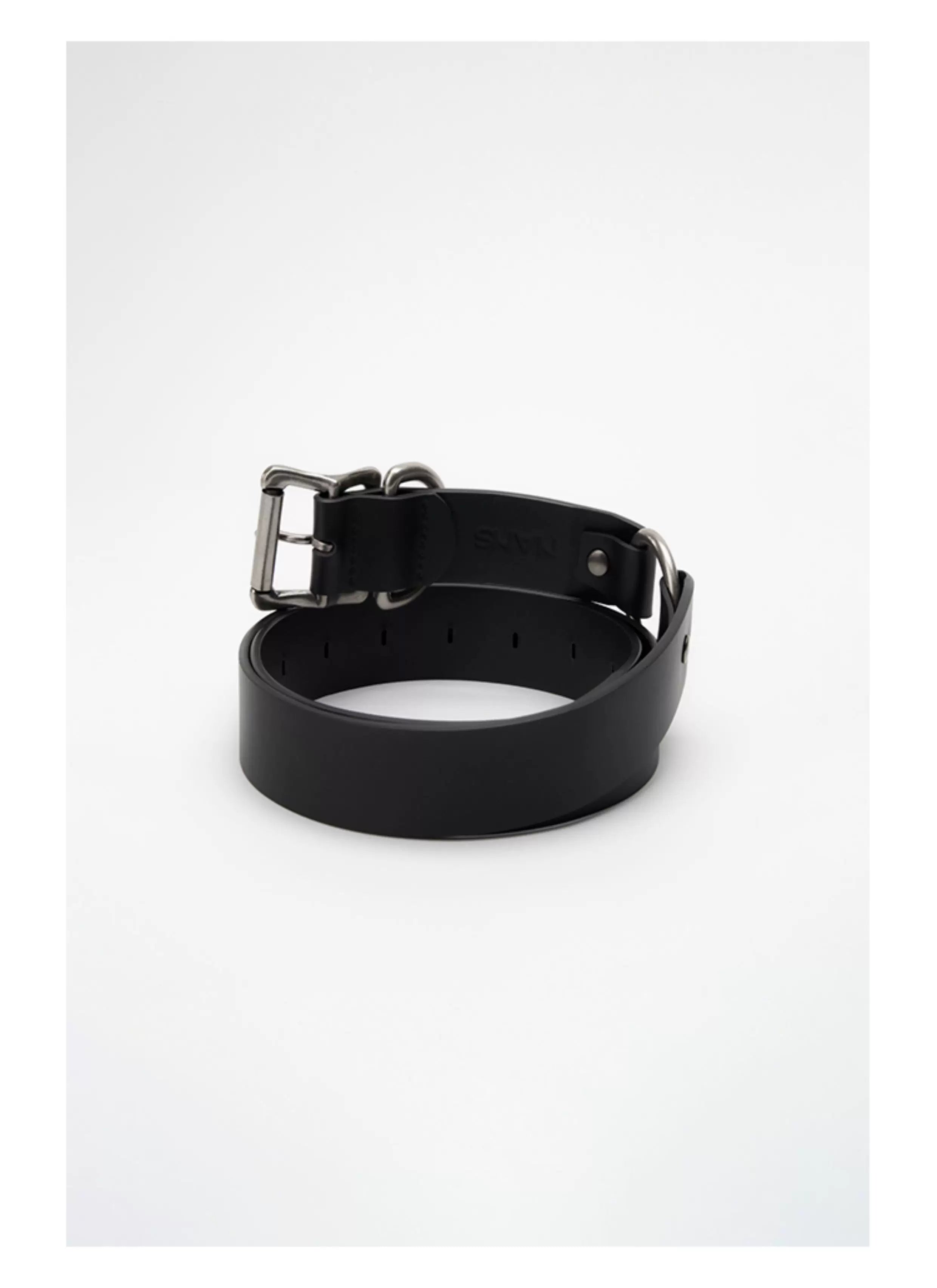 Black Vintage Silver Buckle Leather Belt