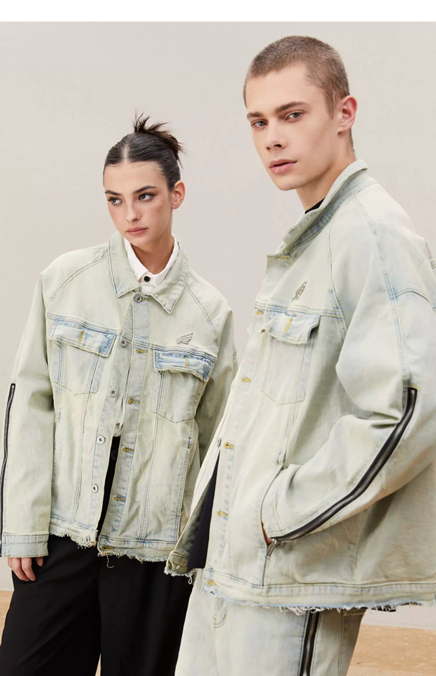 Mud Washed Distressed Denim Jacket