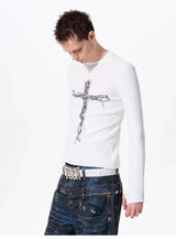 Men's Cross Print Long Sleeve T-Shirt