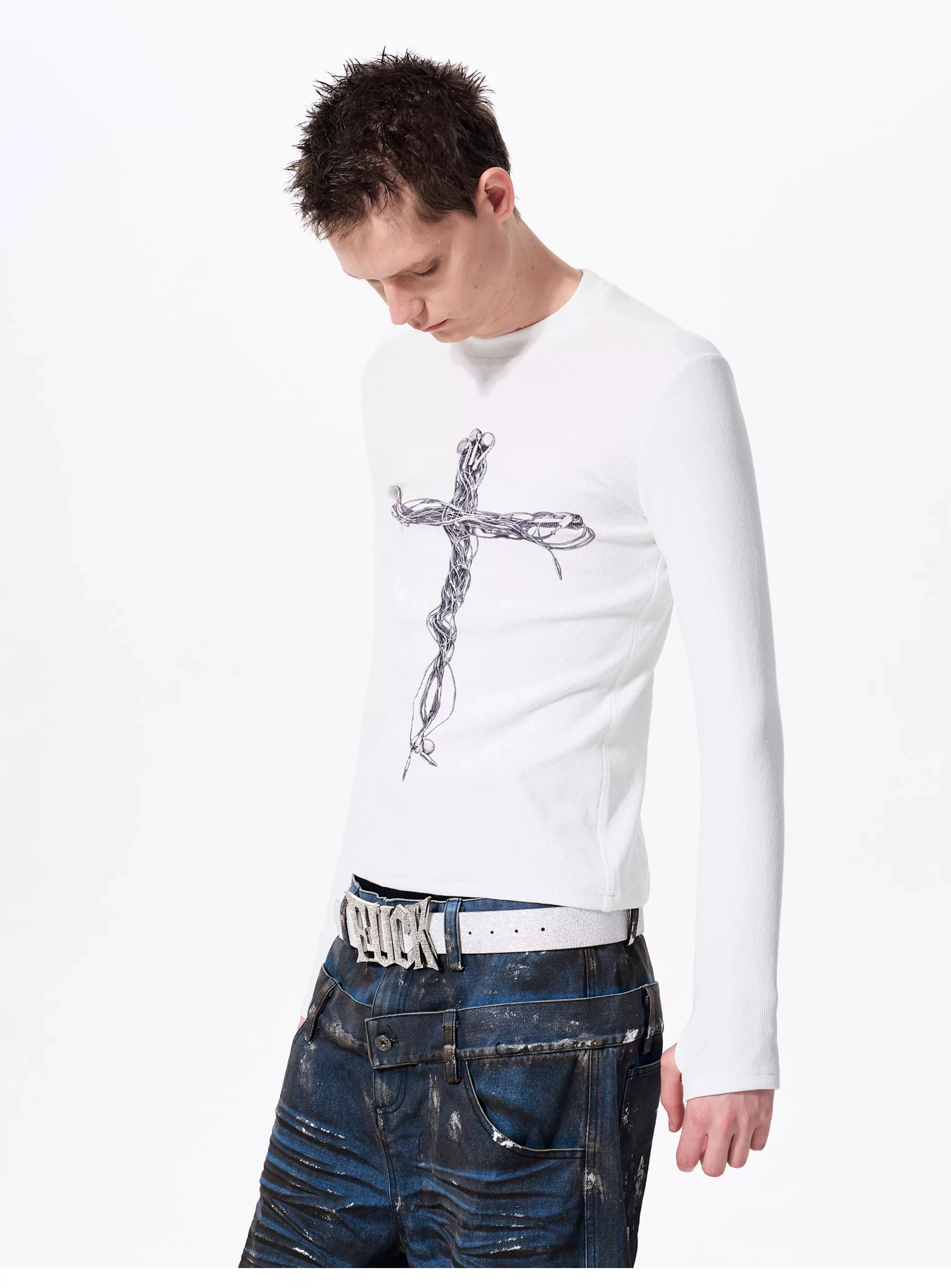 Men's Cross Print Long Sleeve T-Shirt