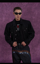 Men's Navy Padded Cropped Denim Jacket