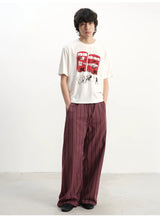 Tie-Front Striped Pleated Linen Pants