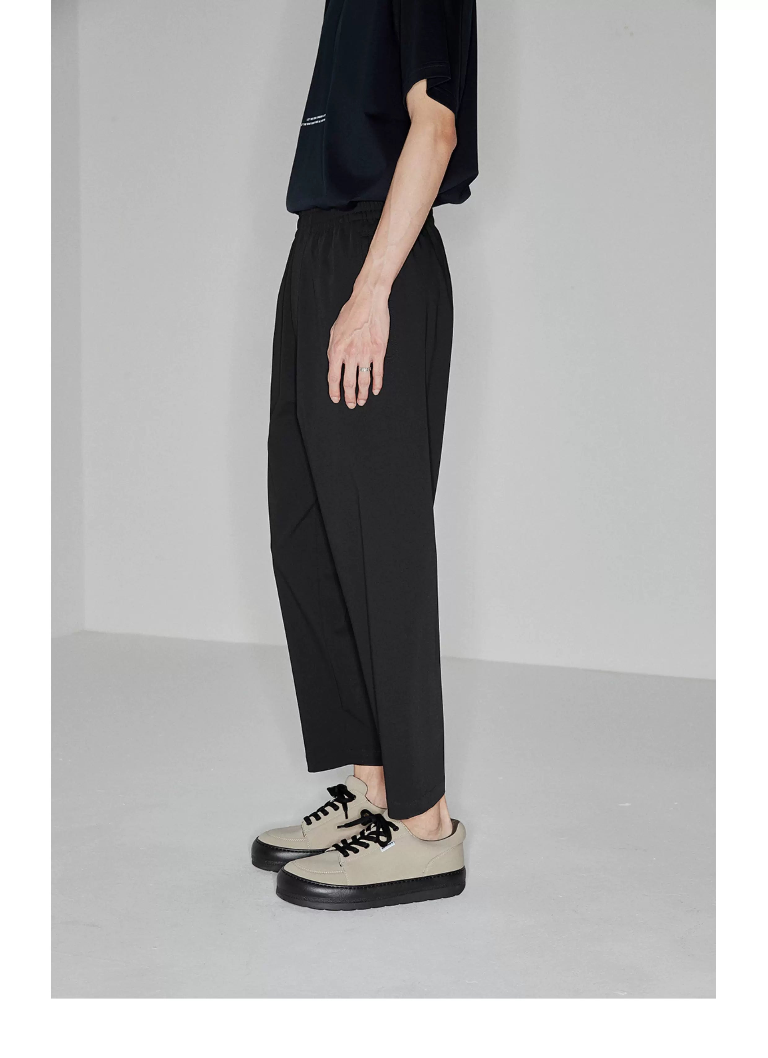 Drapey Stretchy Elastic Waist Cropped Pants