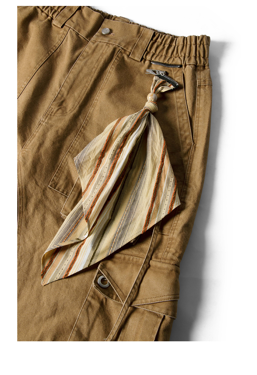 Removable Multi-pocket Ribbon Distressed Cargo Pants