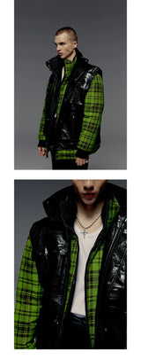 Croc Embossed Multi-pocket Sleeveless Leather Jacket