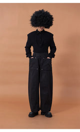 Men's Long-Sleeve Deep-V Cinched Linen Shirts