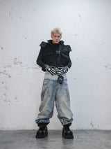 Detachable Devil Horned Down Vest