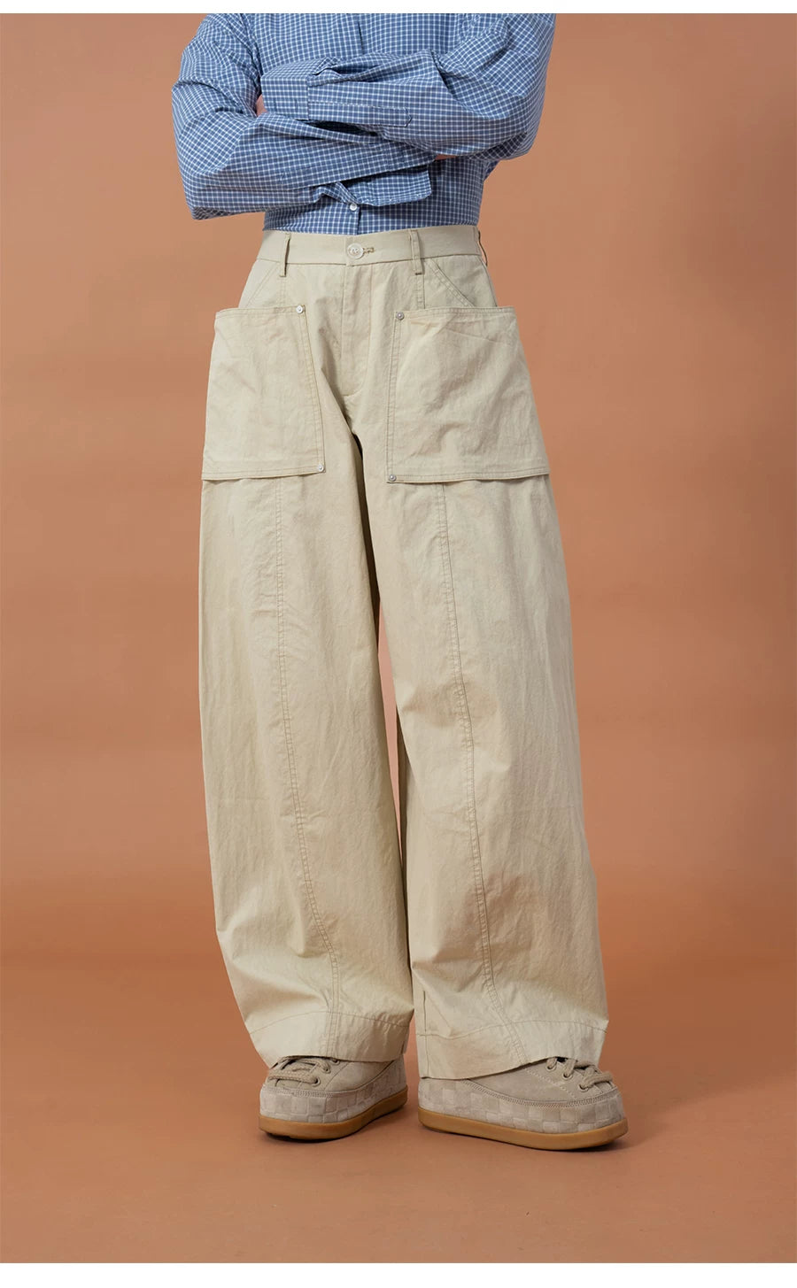Men's Curved Wide Leg Cargo Pants