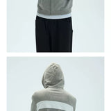 Two-Tone Cotton Embroidered Crop Zip Hoodie