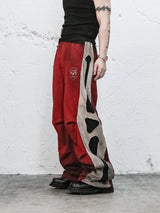 Skeleton Patchwork Color Block Distressed Sweatpants