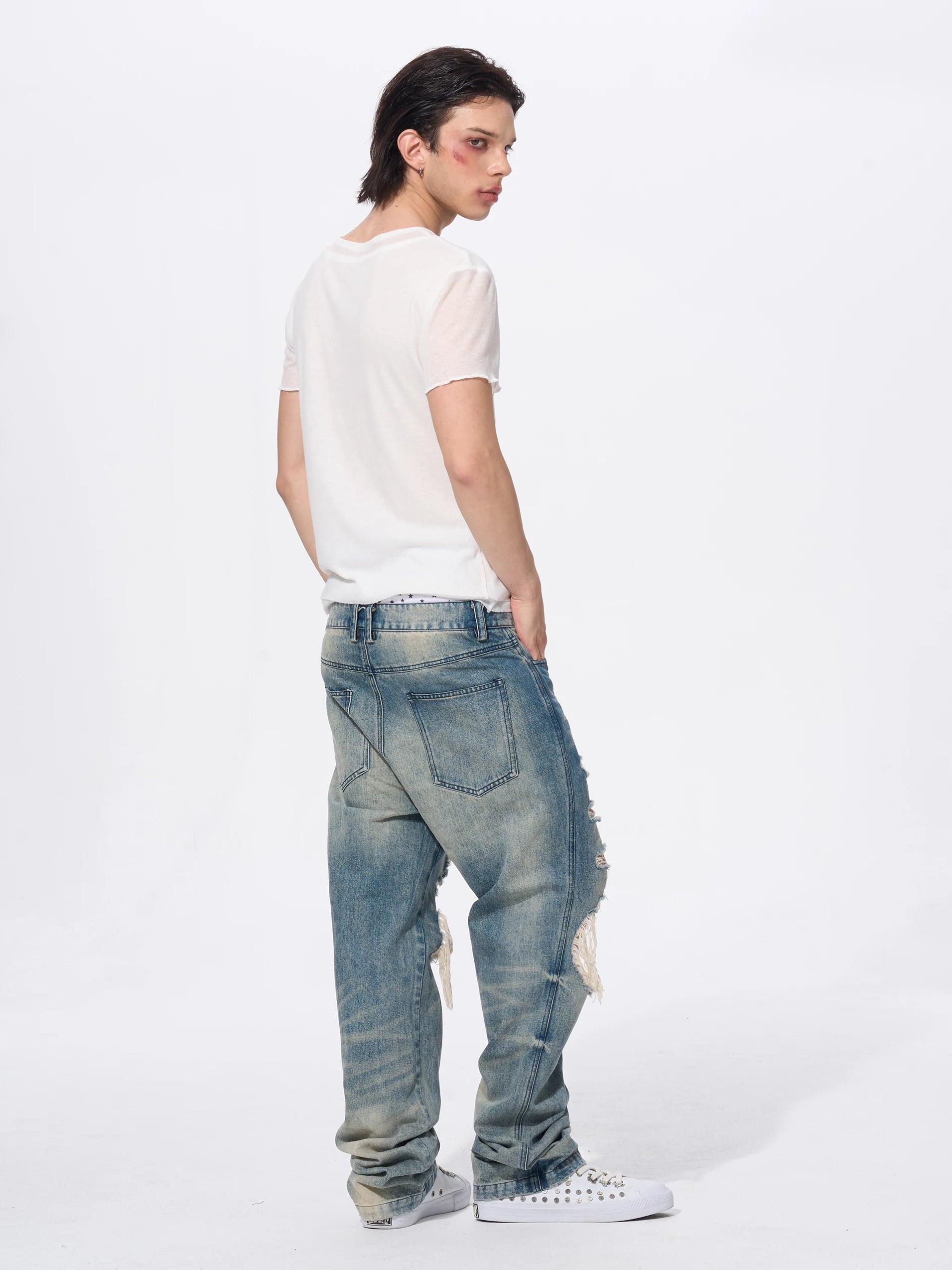 White Men's Twofer Letter Print Tee
