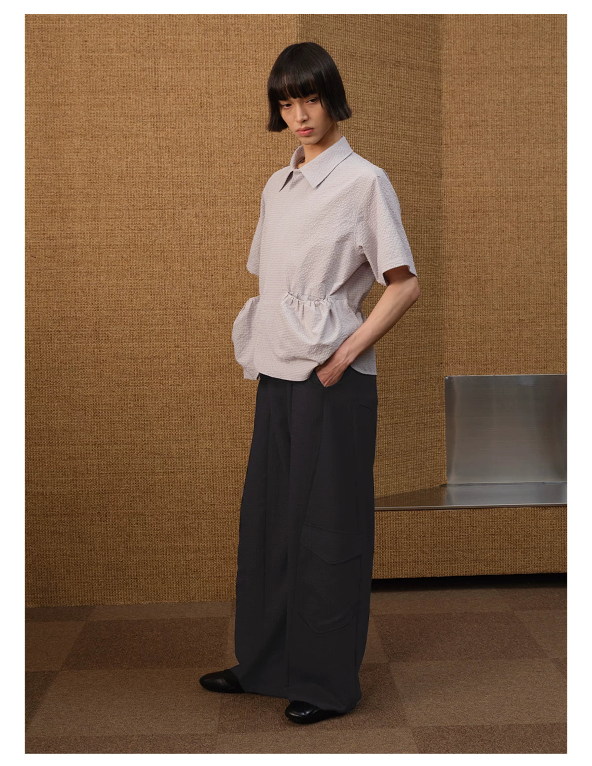 Wool Plaid Drop Crotch Cargo Pants