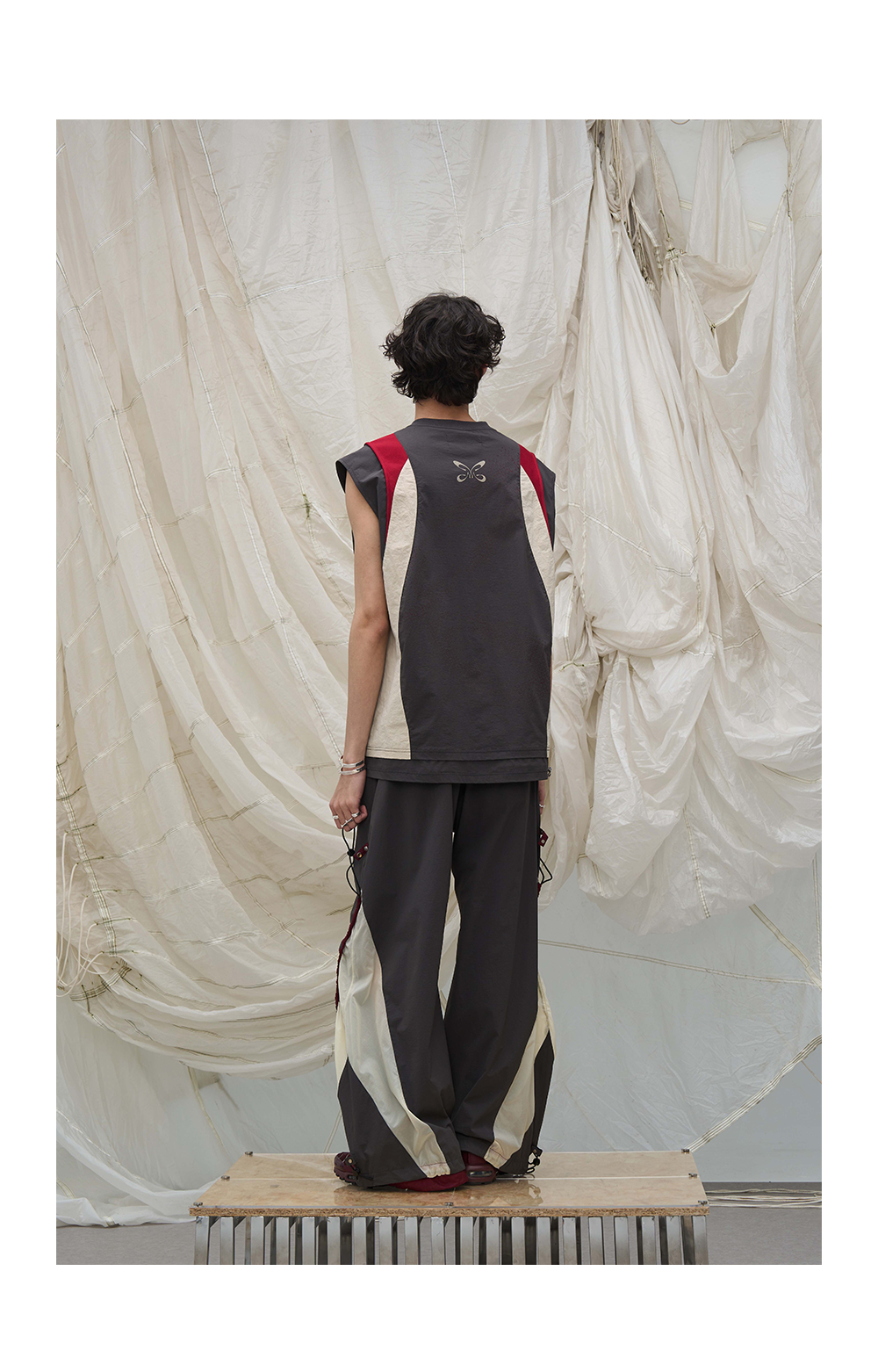 Contrast Paneled Double Cuffed Nylon Pants