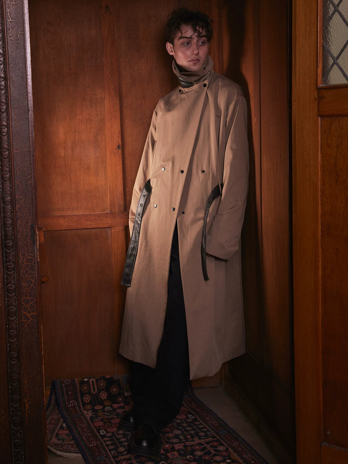 Long Loose Stand Collar Trench Coats