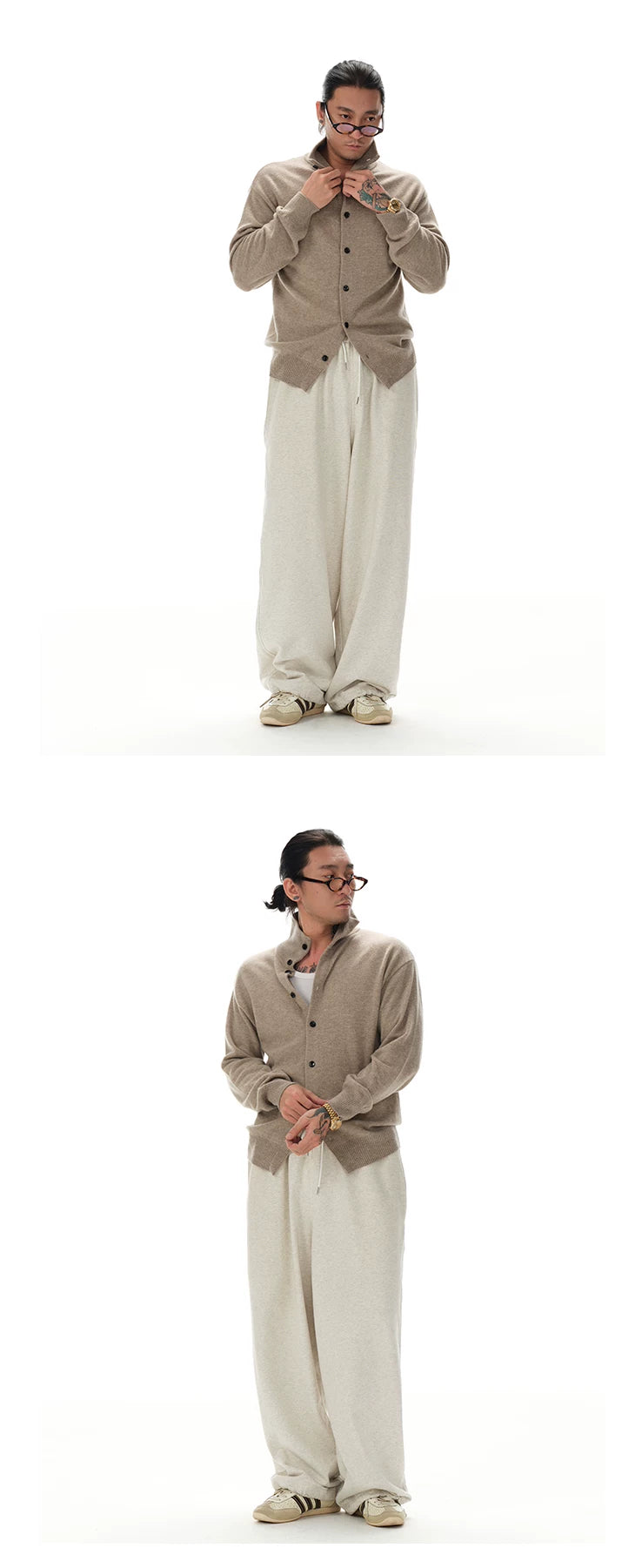 Turtleneck Merino Wool Cashmere Cardigan