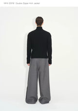 Double Zipper Thick Wool Knitted Jacket