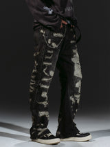 Heavyweight Distressed Embroidered Patchwork Flared Jeans