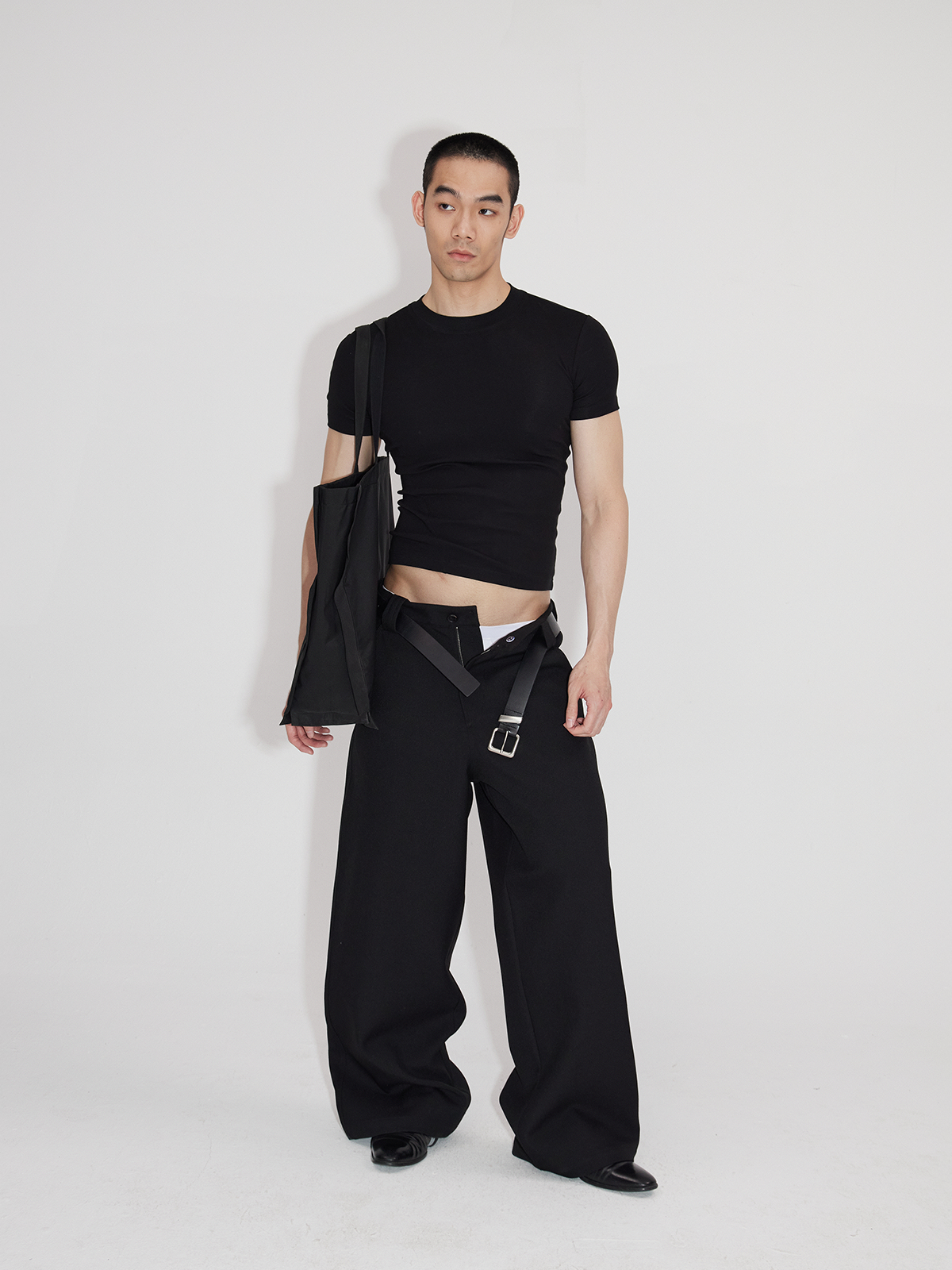 Unisex Rectangular Brass Buckle Leather Belt