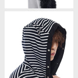 Men's Striped Fur Collar Hoodie
