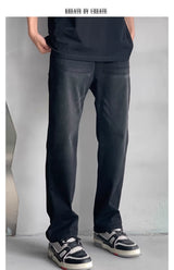 Men's Washed Black Loose Straight Jeans