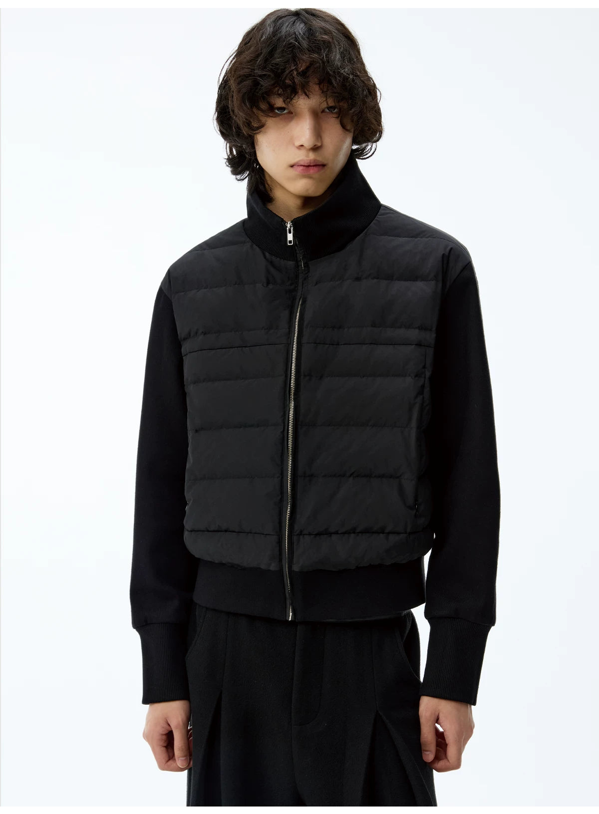 Lightweight Ribbed Stand Collar Down Jacket