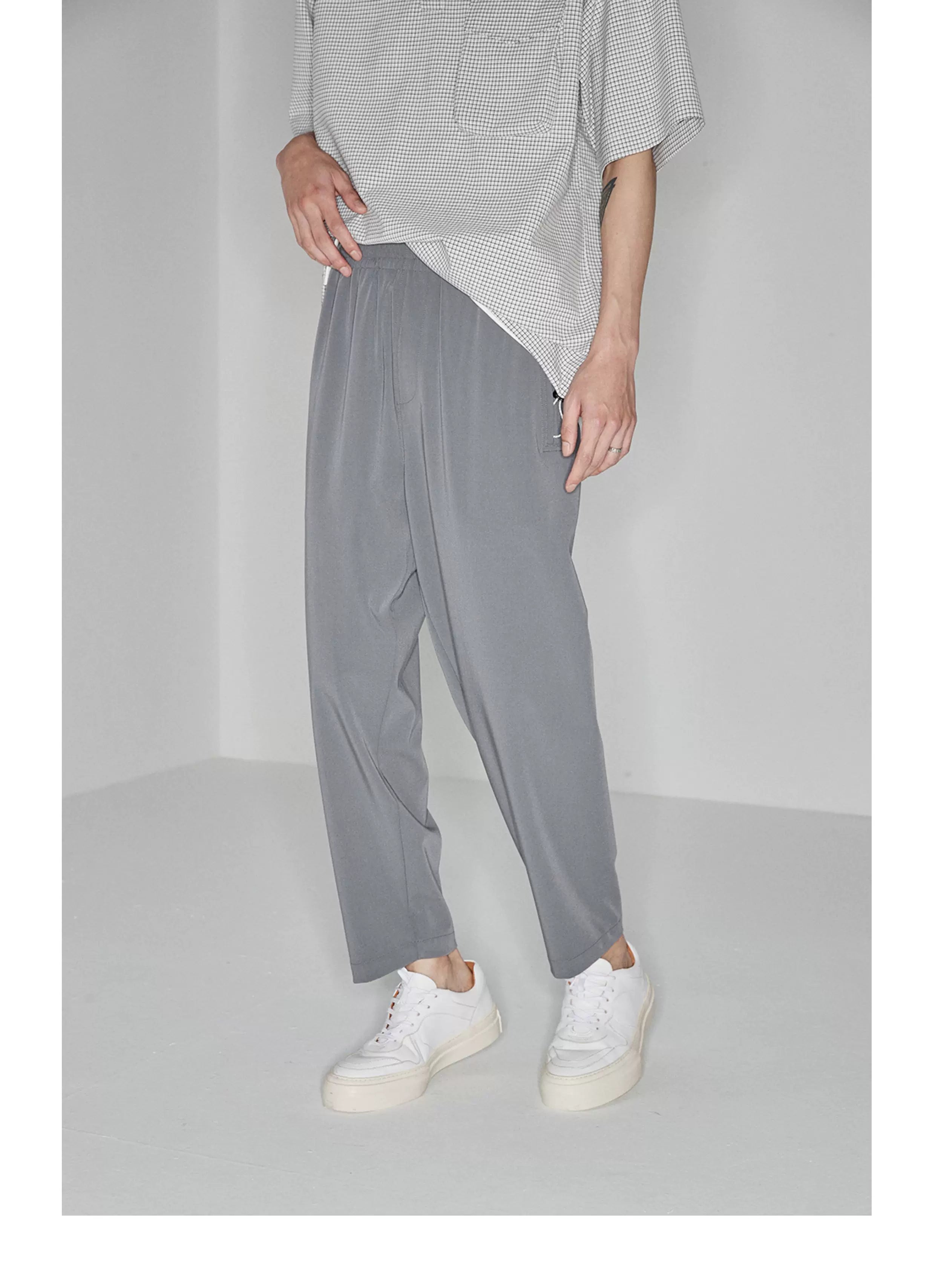 Drapey Stretchy Elastic Waist Cropped Pants