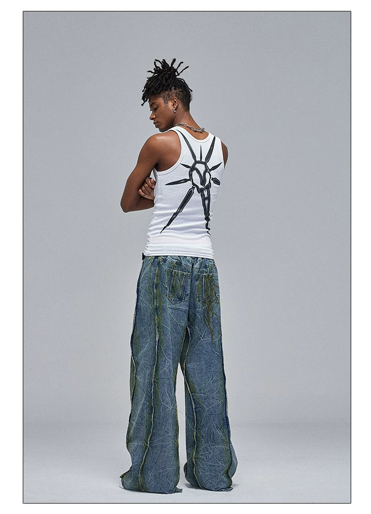 Skeleton Print Ribbed Tank Top