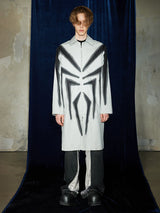 Spider Print Grey Mid-length Coat