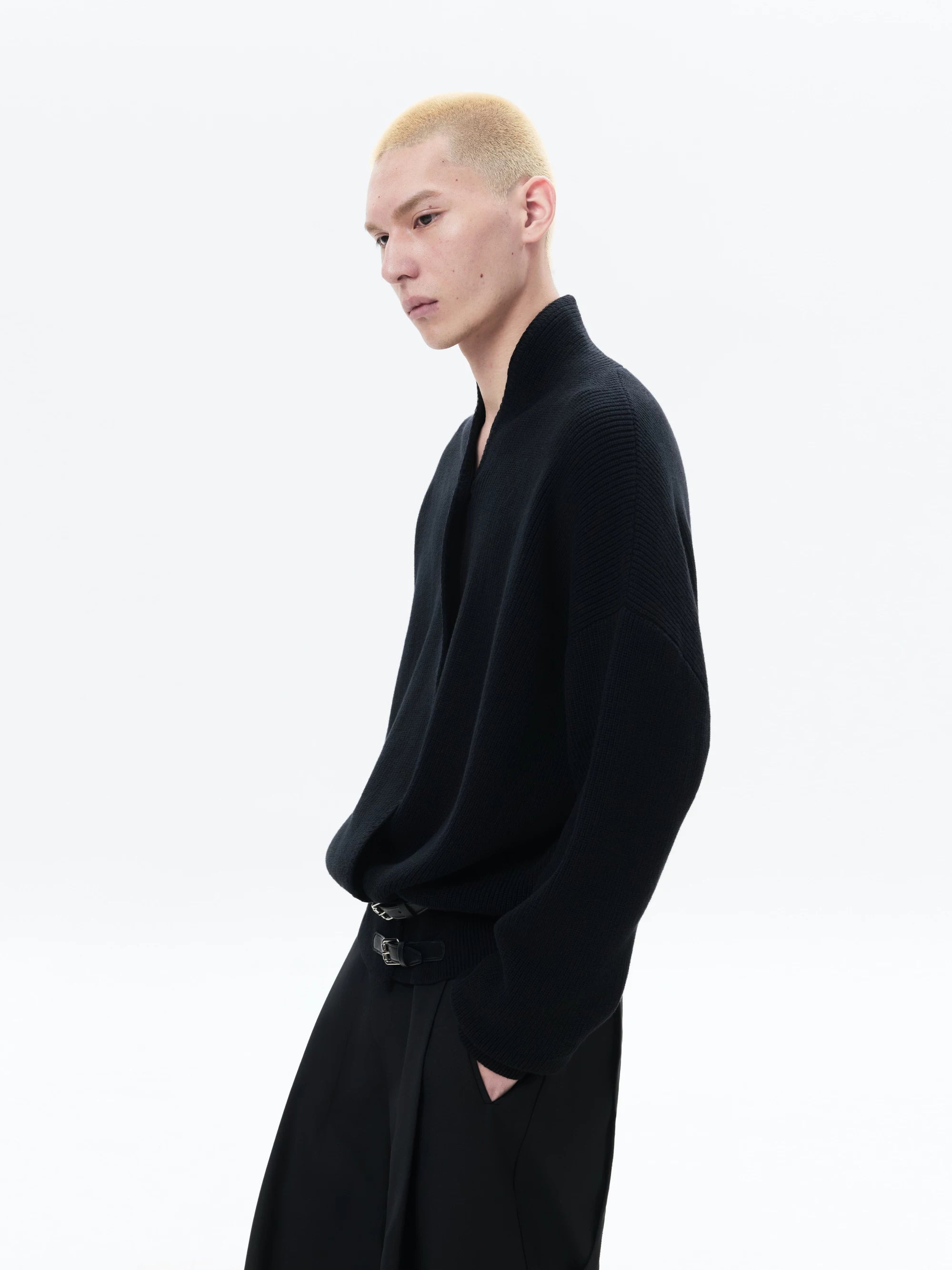 Loose Cross Buckle Strap Knit Sweater